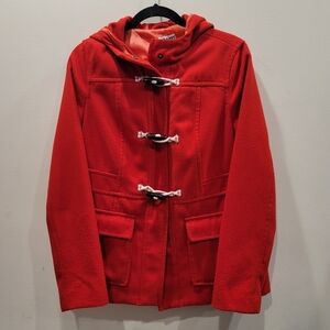 Sz Medium Radiant Red Old Navy Duffle Coat Soft Brushed London Street Style
